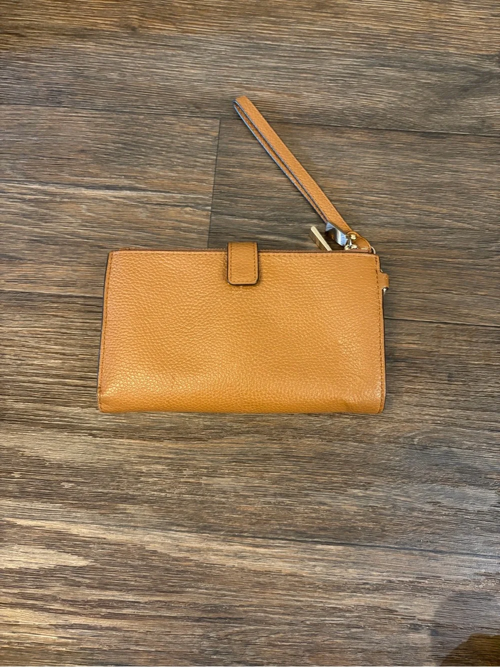 Michael Kors Brown Pebbled Leather w/Gold Accents Double Zip Wristlet